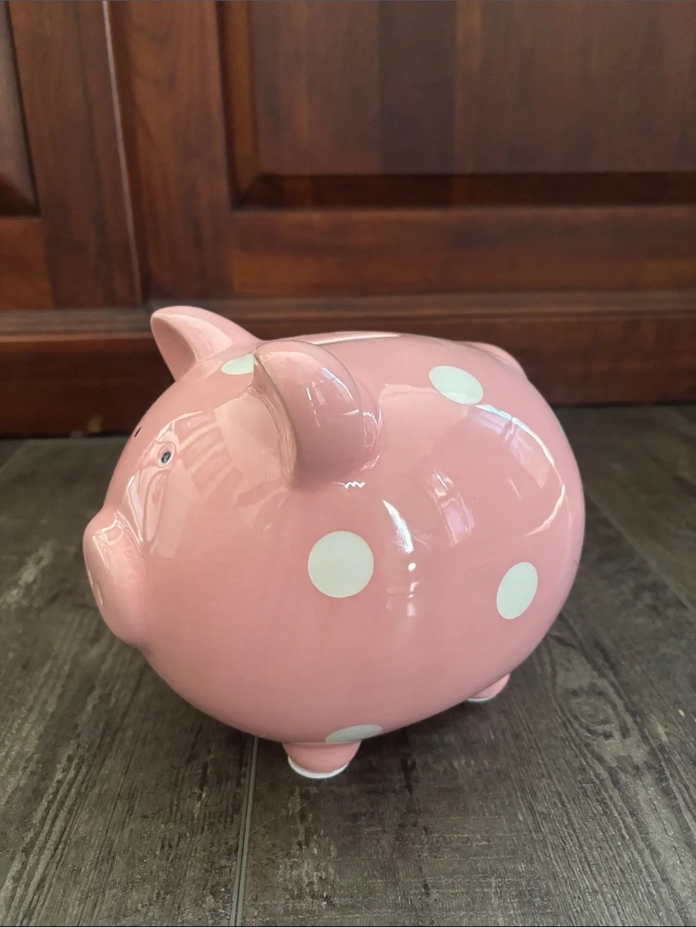 Pink Polka Dot Ceramic Piggy Bank by Kate & Milo